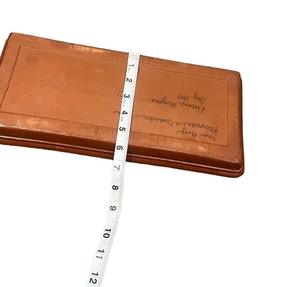 Handmade Rectangular Tray Jalapeño Green Drip Glazed Pottery Set Sign AE 97 - Picture 14 of 16